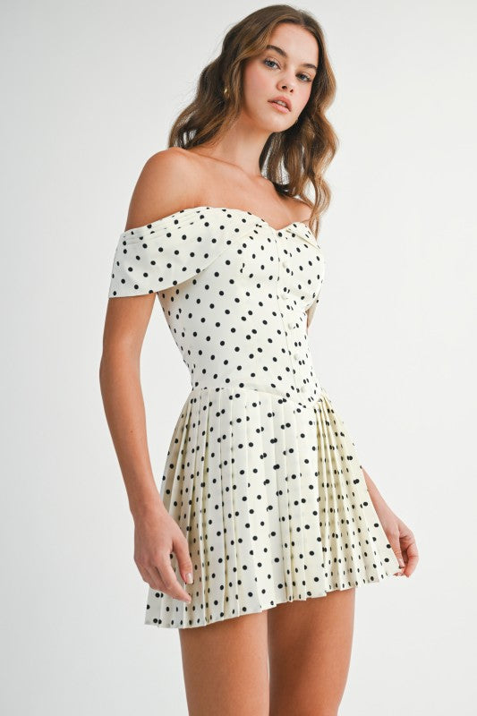 Come Over Polka Dot Pleated Dress