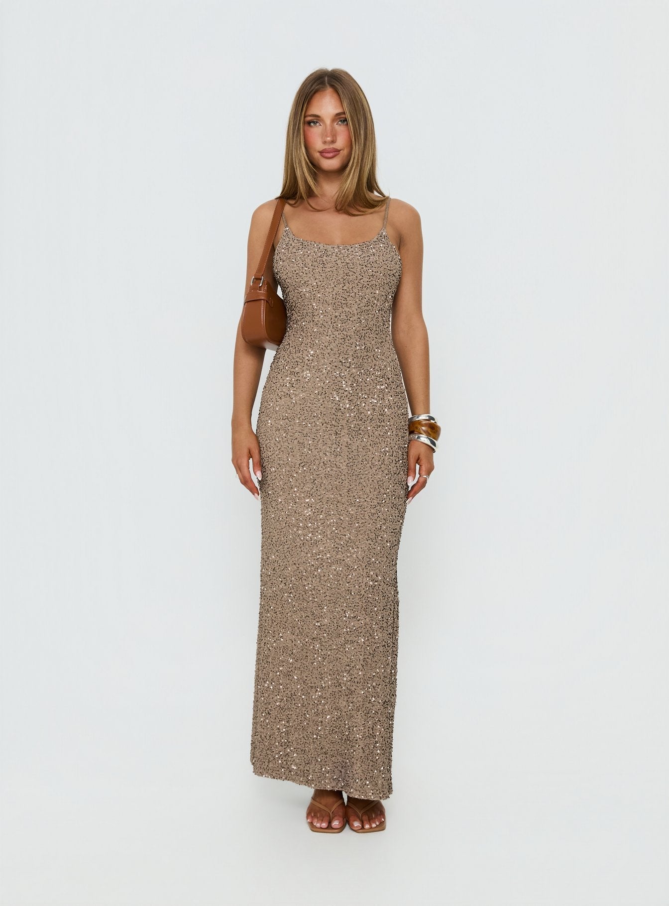 Knox Maxi Dress Brown Sequin