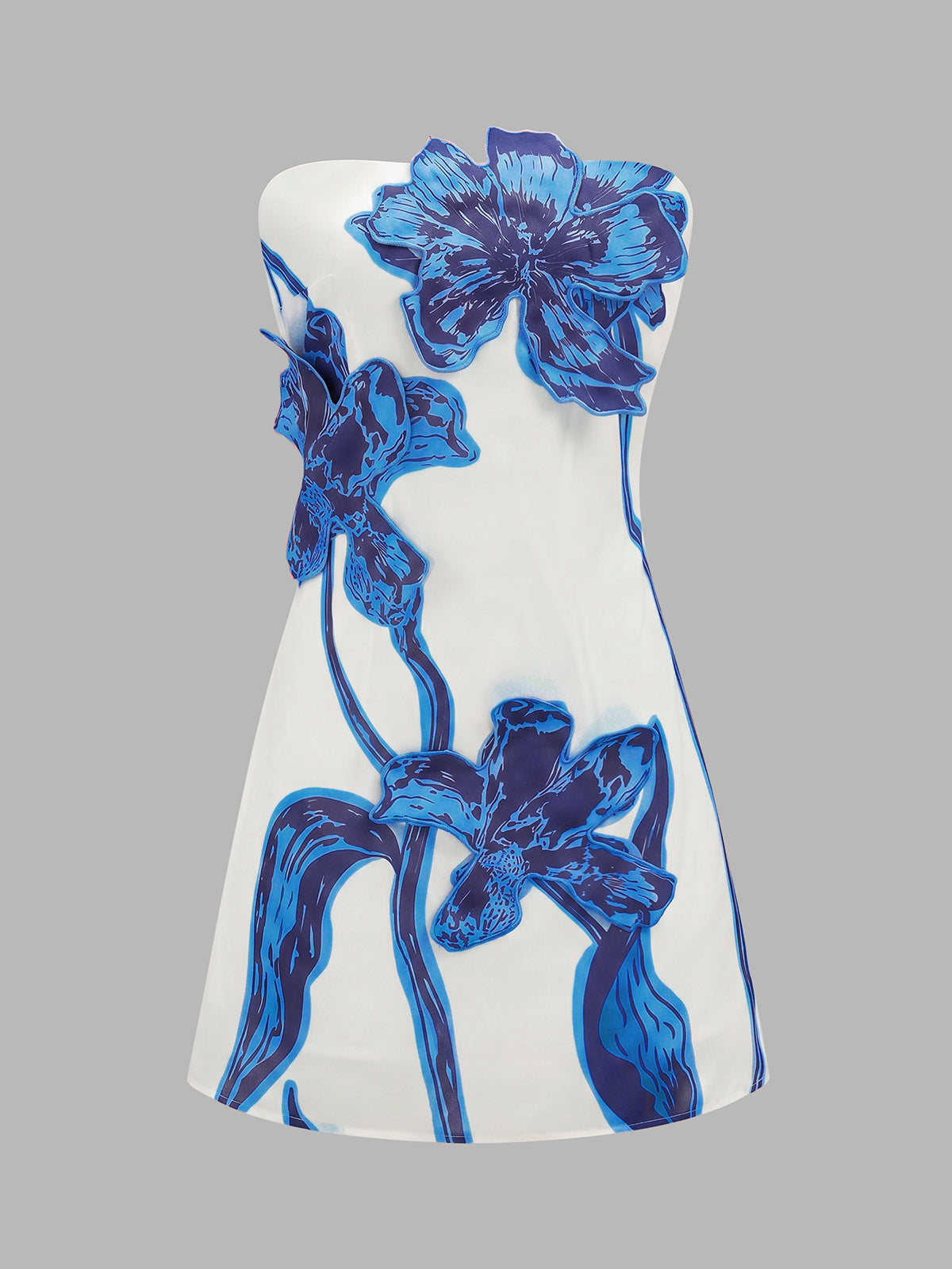 3D Floral Strapless Mini Dress