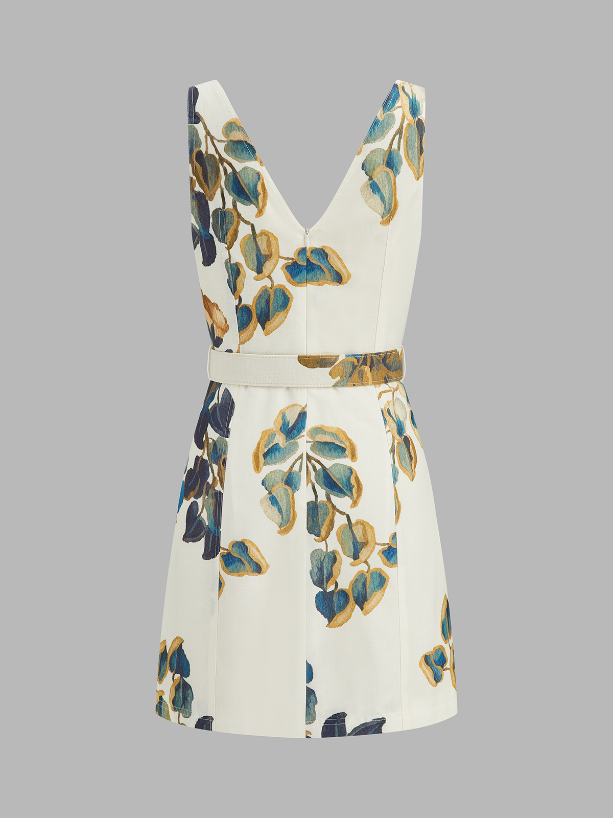 Floral Print Sleeveless Belted Mini Dress