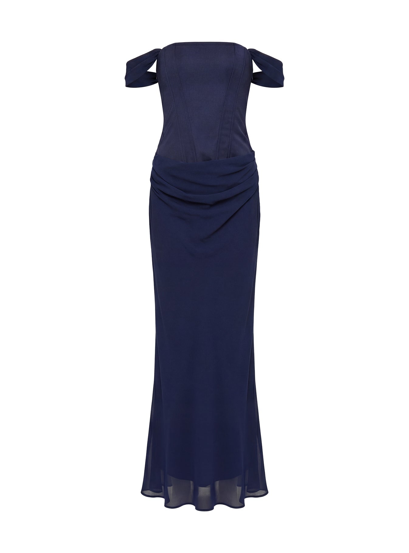 Joslyne Off Shoulder Corset Maxi Dress Navy