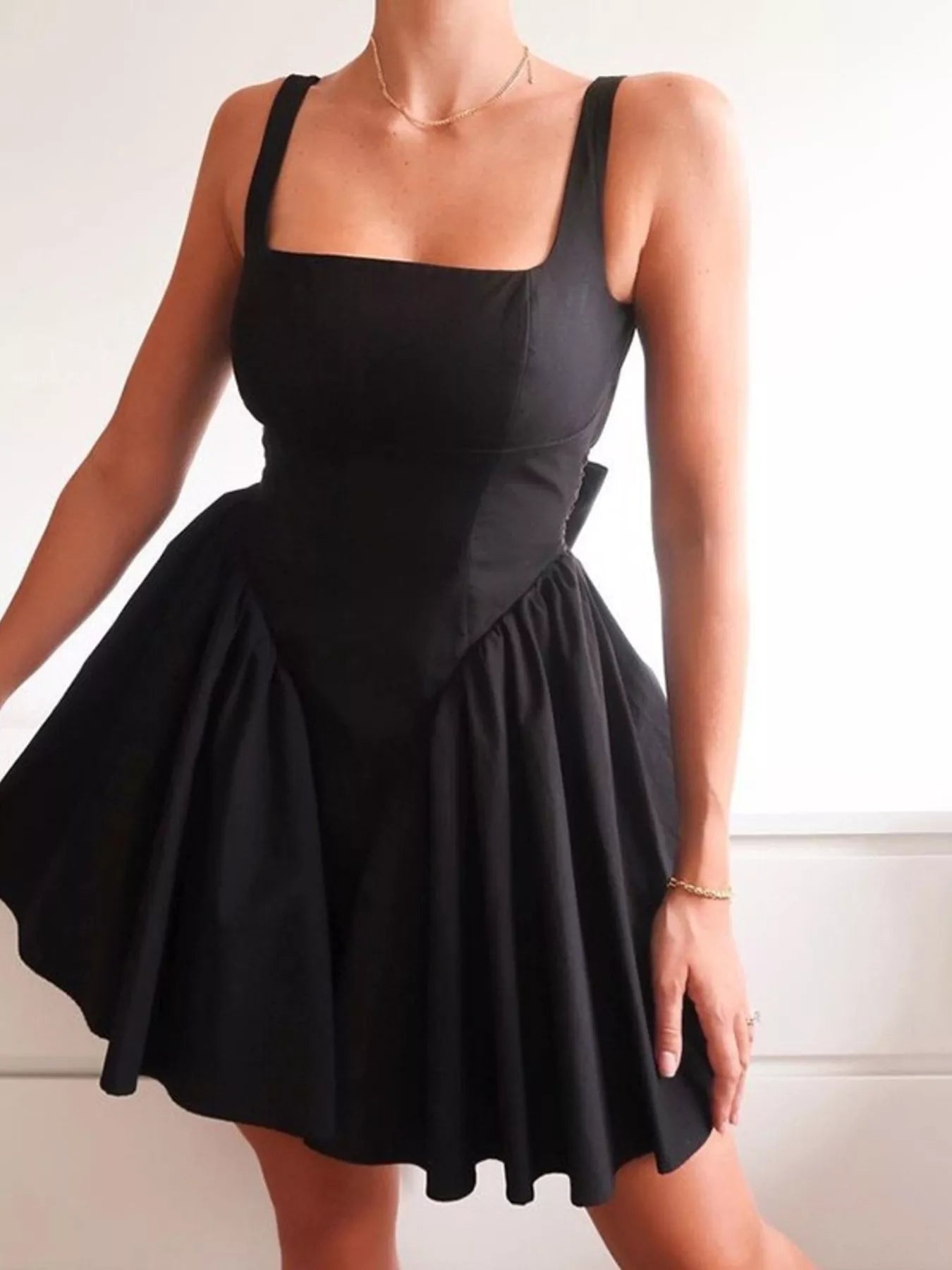 Backless Square Neck Mini Dress