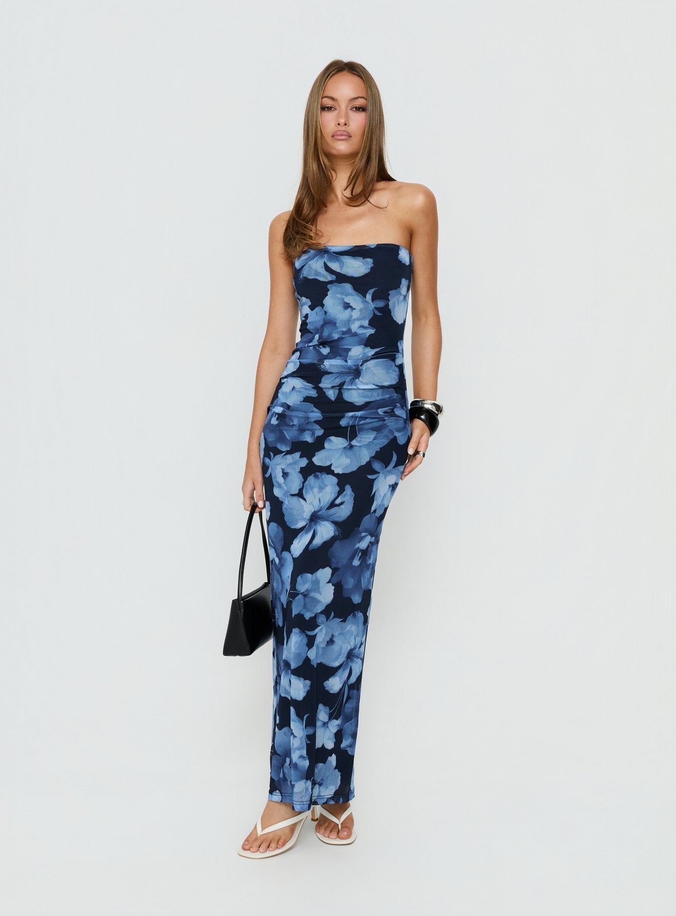 Lanora Strapless Maxi Dress Blue Floral
