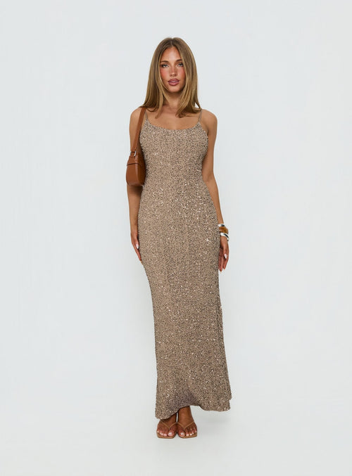 Knox Maxi Dress Brown Sequin