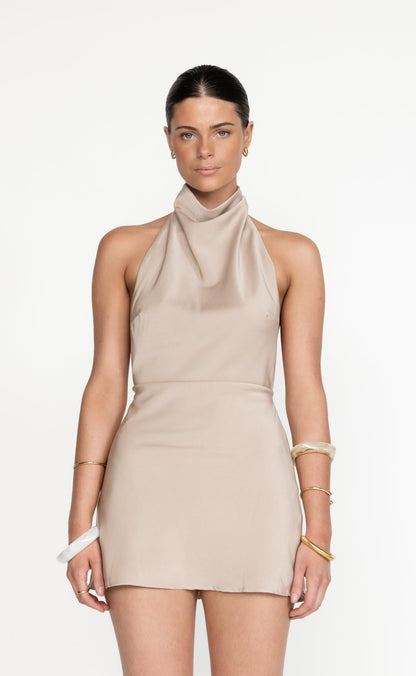 Clara Mini Dress (Beige)