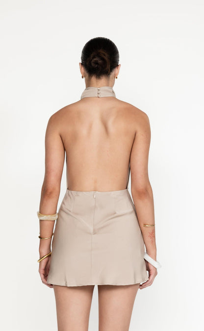 Clara Mini Dress (Beige)