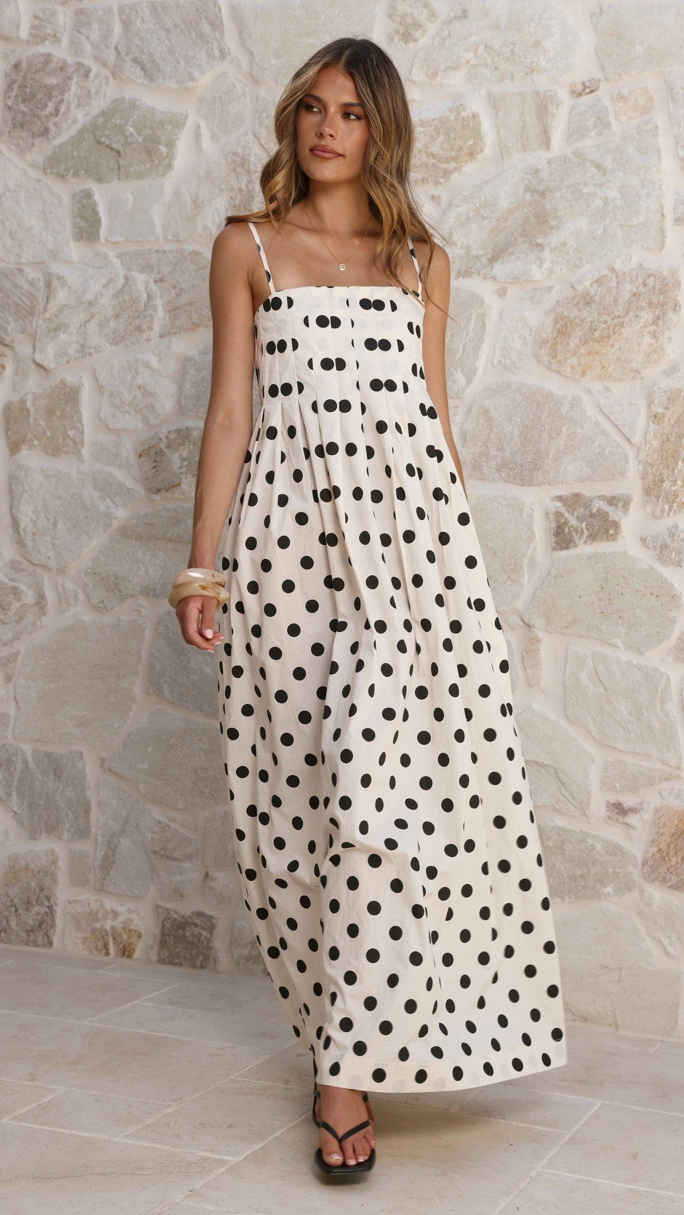 Felicity Maxi Dress - White/Black Spot