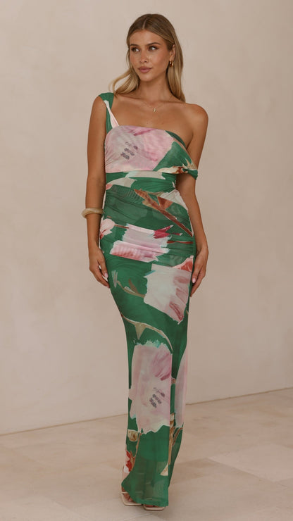 Lena Maxi Dress - Green Floral