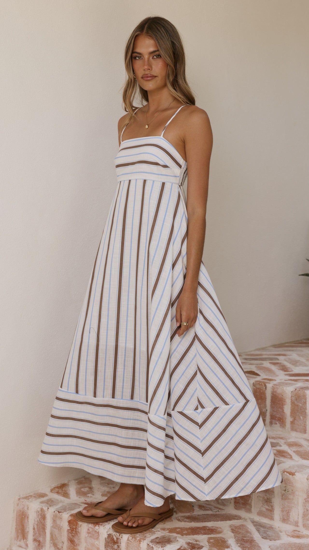 Marcel Maxi Dress - Choc/Blue Stripe