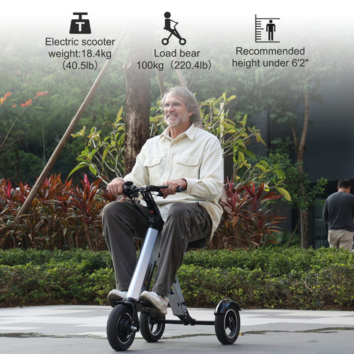 Topmate Electric Scooter, Foldable Mobility Scooter with Seat and Backrest, 3 Wheels Lightweight Power Scooter for Adults, Removable 7.8AH Battery with Reverse Function and Key Switch, for Commuting and Travel, Silvery