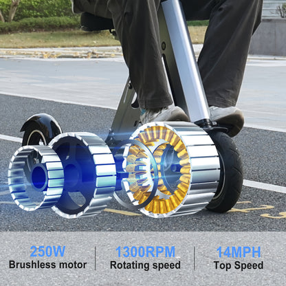 Topmate Electric Scooter, Foldable Mobility Scooter with Seat and Backrest, 3 Wheels Lightweight Power Scooter for Adults, Removable 7.8AH Battery with Reverse Function and Key Switch, for Commuting and Travel, Silvery