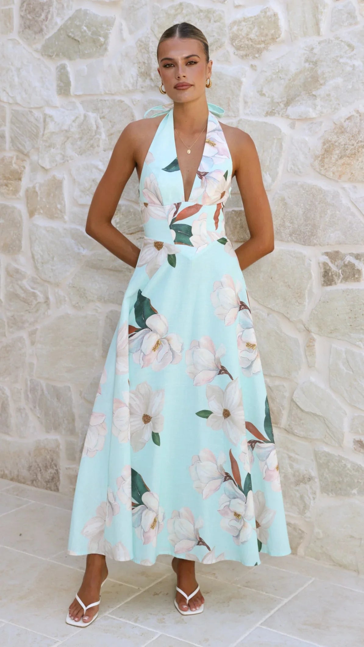 Skye Maxi Dress - Aqua/White Floral