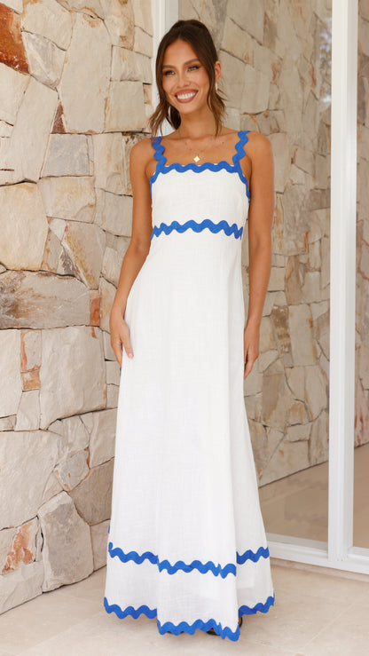 Daleyza Maxi Dress - White / Blue