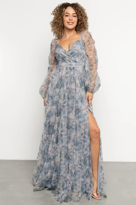 Katara Tulle Maxi Dress | Light Blue Floral