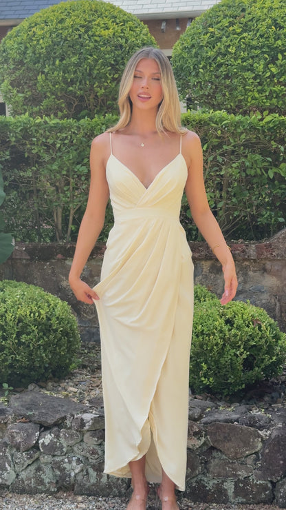 Charlotte Draped Maxi Dress - Yellow