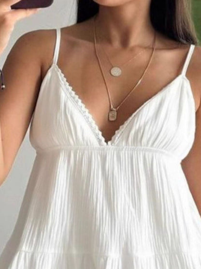 V-Neck Tiered Mini Dress