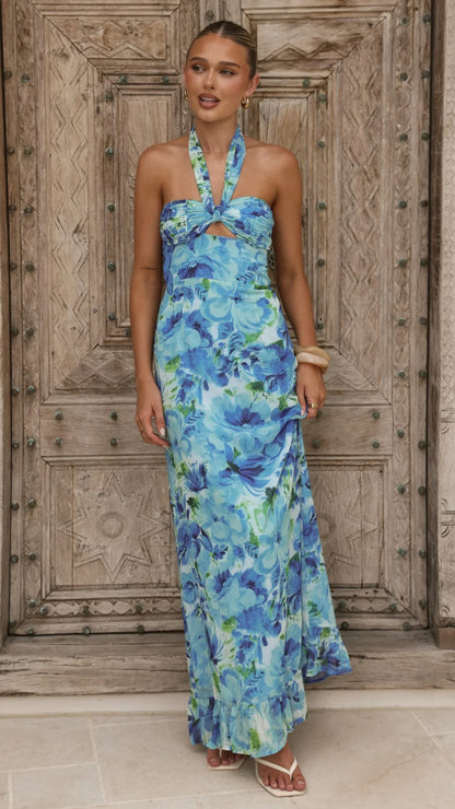 Mariposa Maxi Dress - Blue Floral