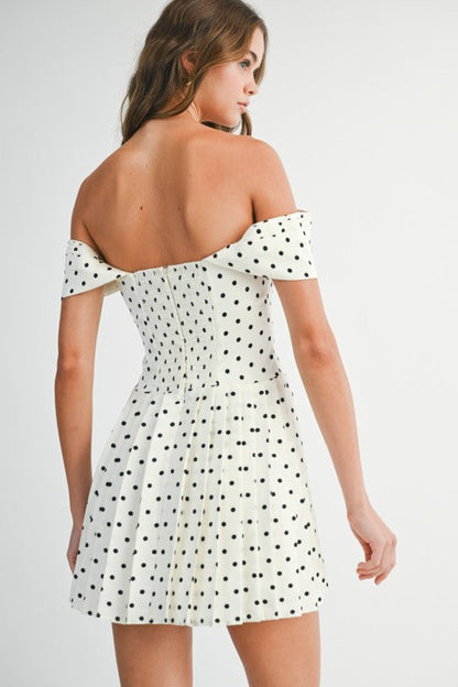 Come Over Polka Dot Pleated Dress
