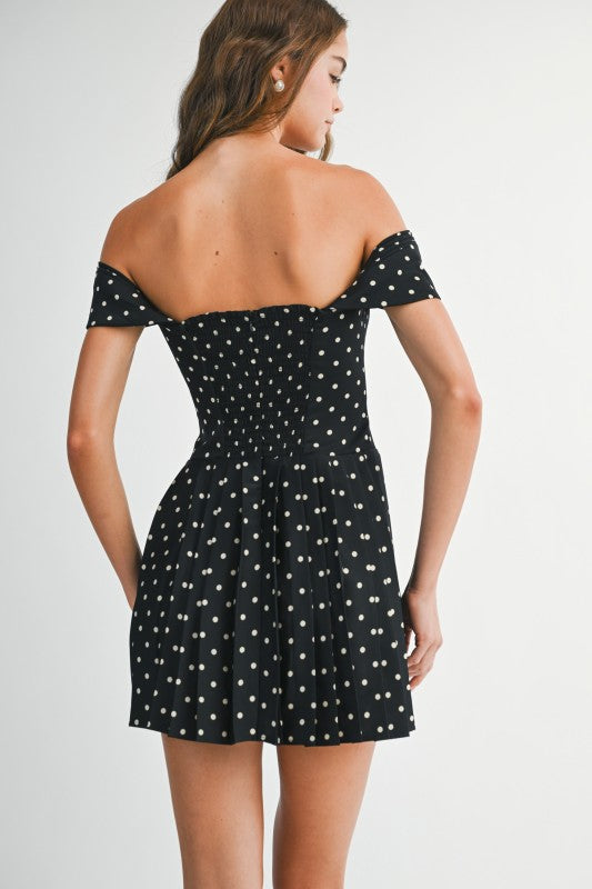 Come Over Polka Dot Pleated Dress