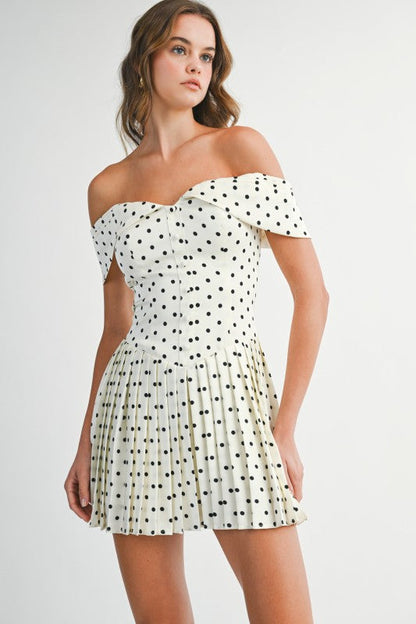 Come Over Polka Dot Pleated Dress