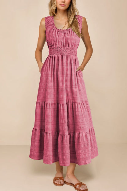 Scoop Neck Wide Strap Midi Dress