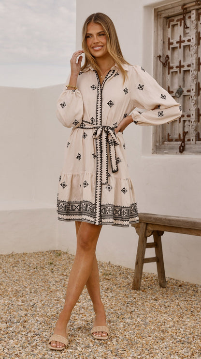 Delainey Mini Dress - Beige/Black