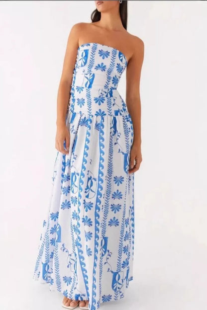 Strapless Ruched Maxi Dress