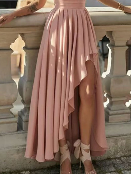 Full Size One-Shoulder Asymmetrical Hen Dress Plus Size