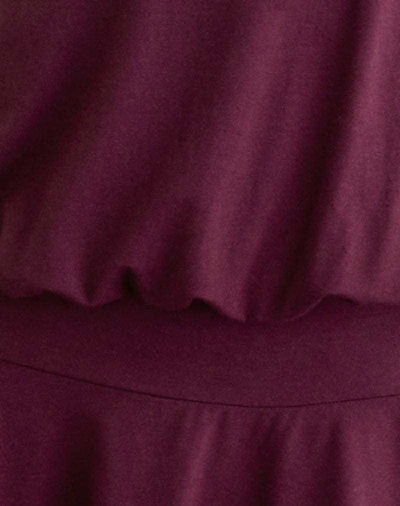 Somiah Bardot Mini Dress in Deep Purple