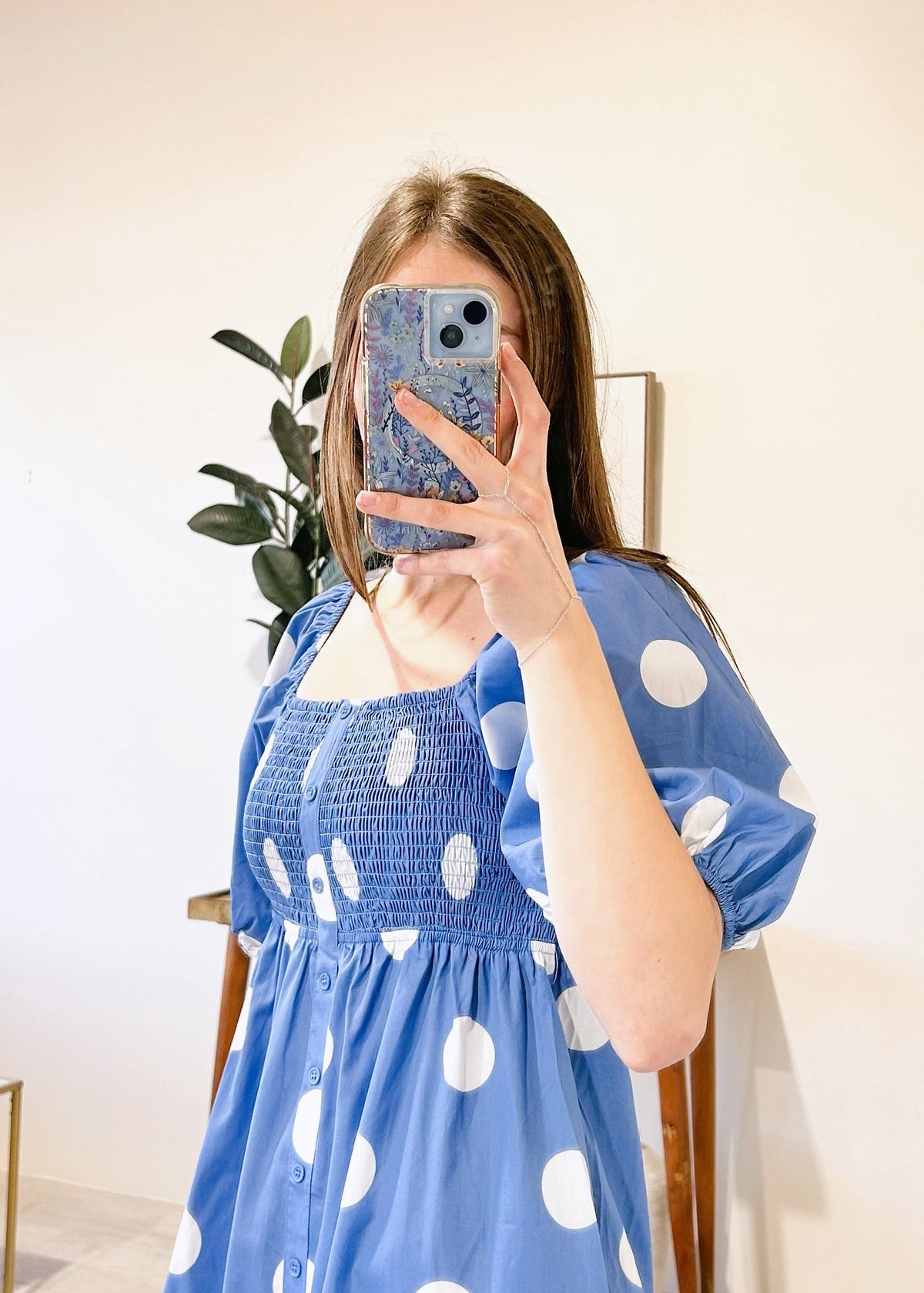 Puff Sleeve Polka Dot Maxi Dress