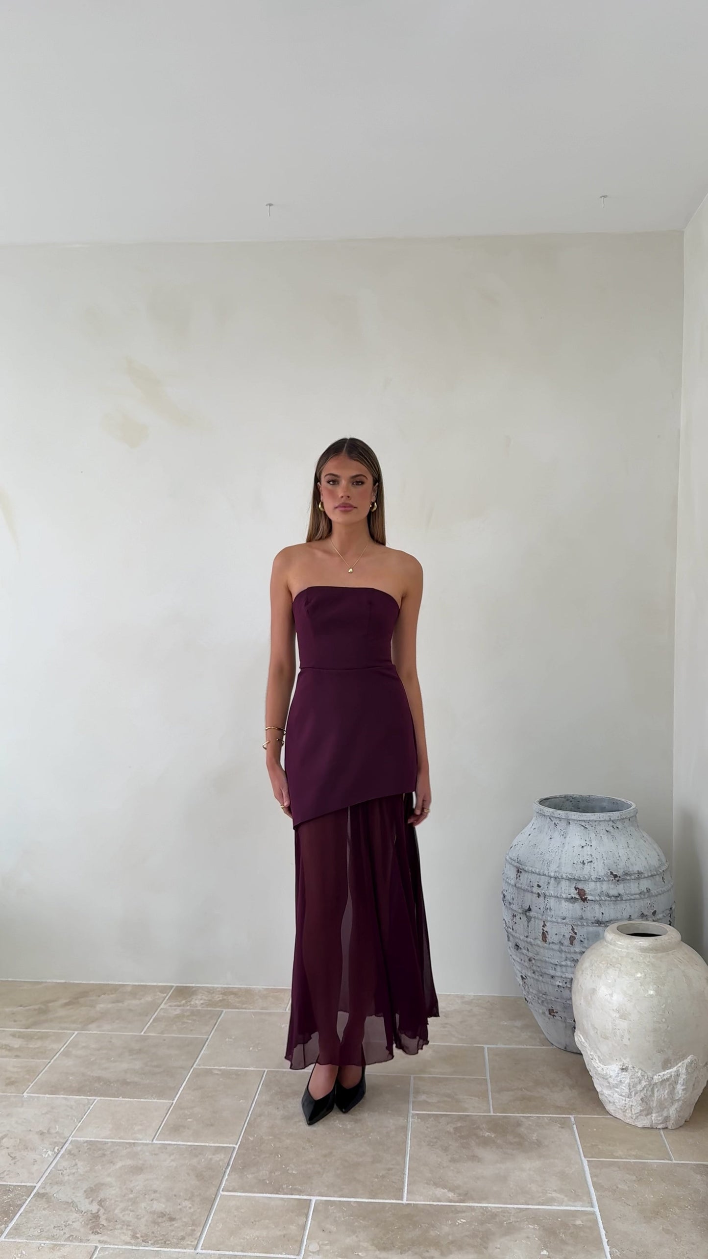 Fenella Asymmetrical Maxi Dress - Plum