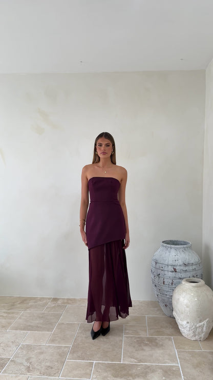 Fenella Asymmetrical Maxi Dress - Plum