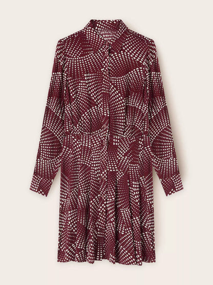 Printed Long Sleeve Mini Shirt Dress
