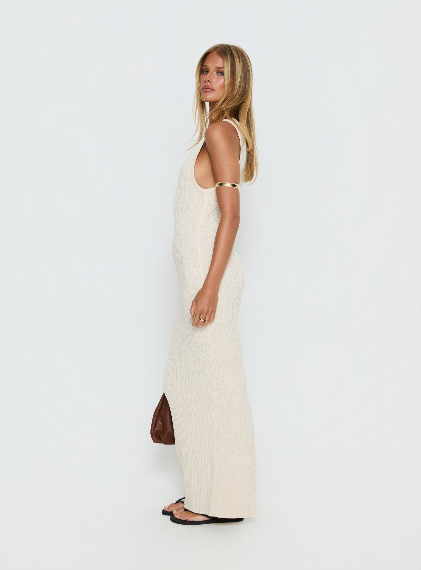 Imirisa Scoop Knit Maxi Dress Cream