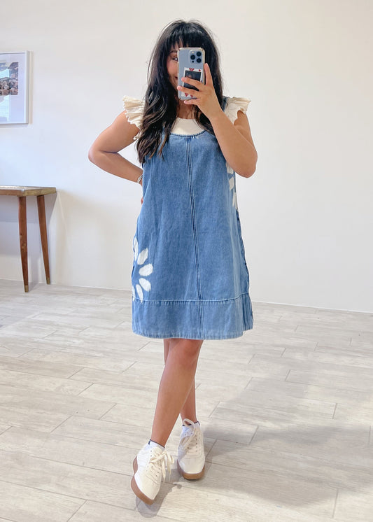 Denim Side Floral Dress
