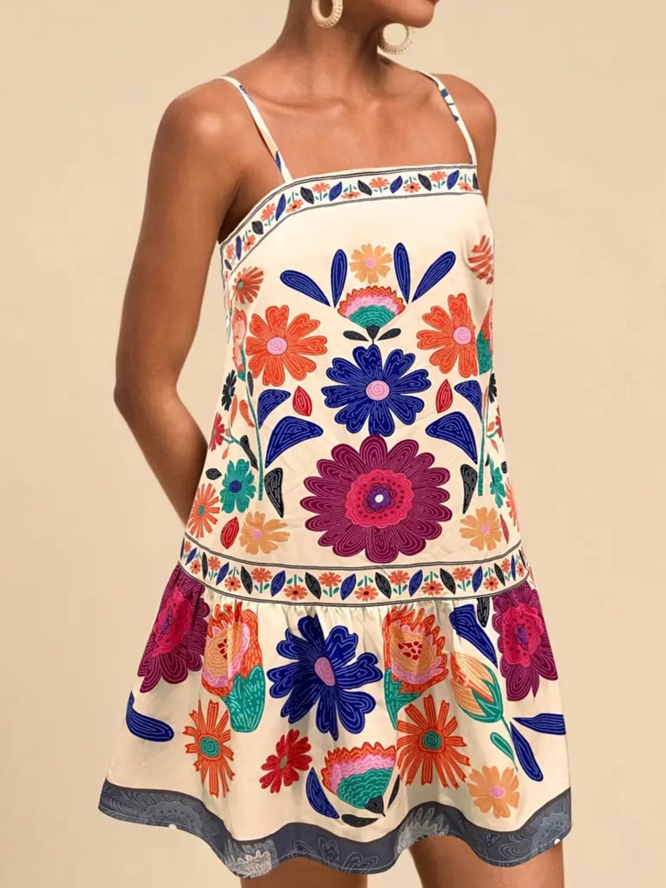 Floral Print Sleeveless Mini Dress