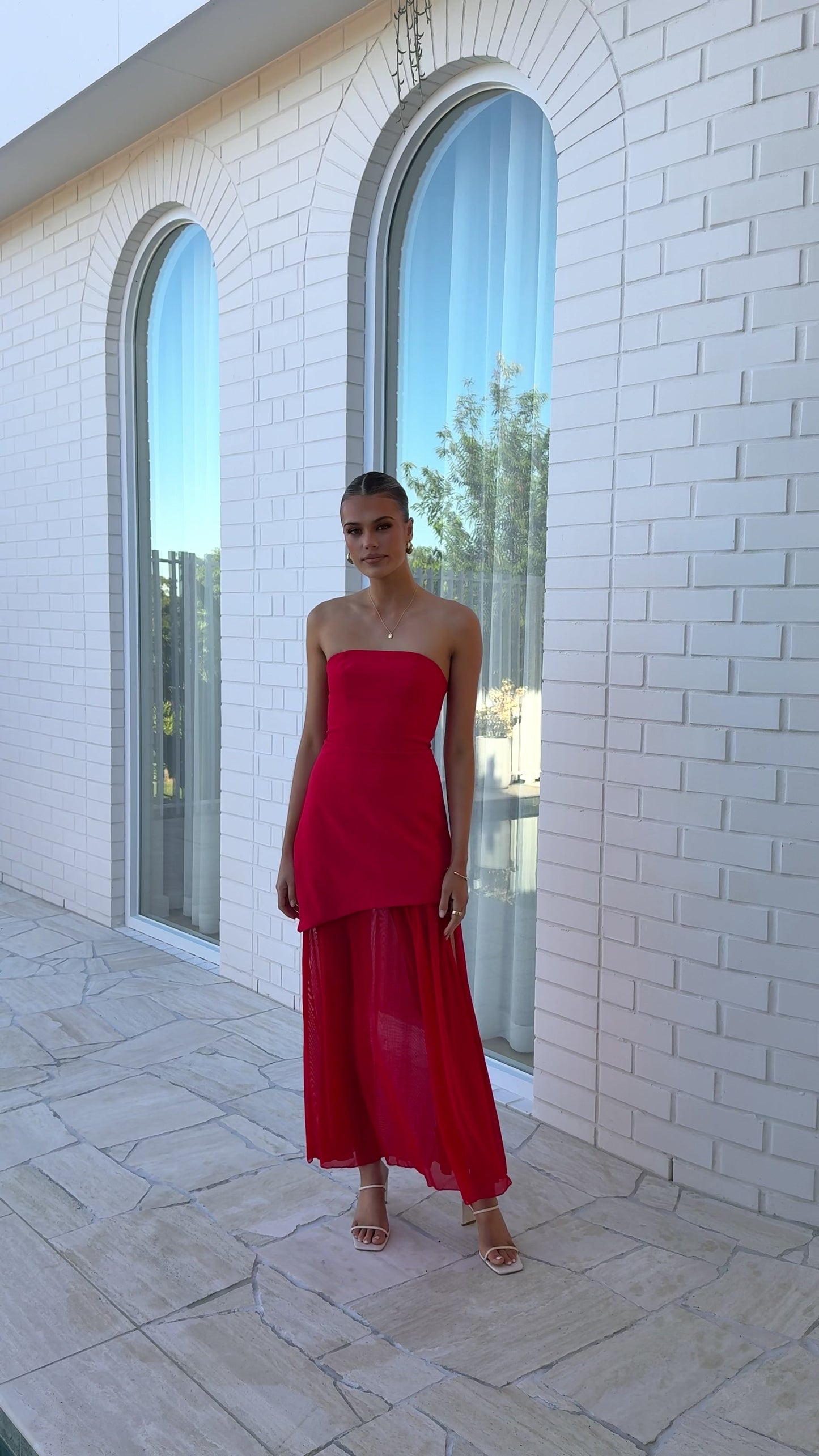 Fenella Asymmetrical Maxi Dress - Red