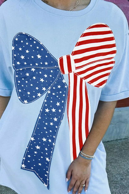 Patriotic Bow Graphic T-Shirt Dress