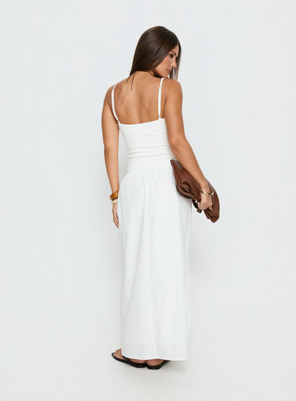 Erroll Drop Waist Knit Maxi Dress White