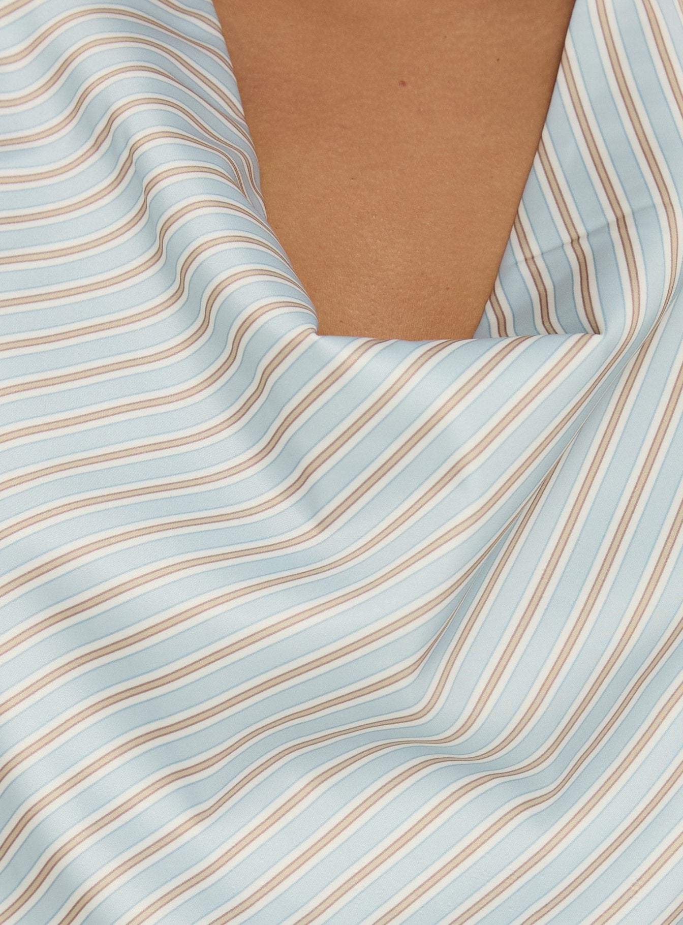 Ilise Halter Cowl Neck Mini Dress Blue Stripe