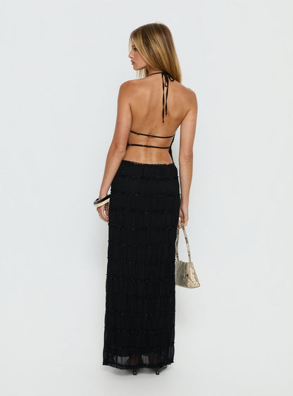 Klarissa Halter Maxi Dress Black
