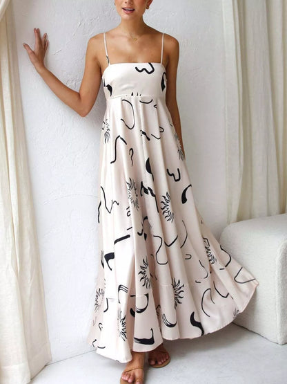 Printed Spaghetti Strap Maxi Dress