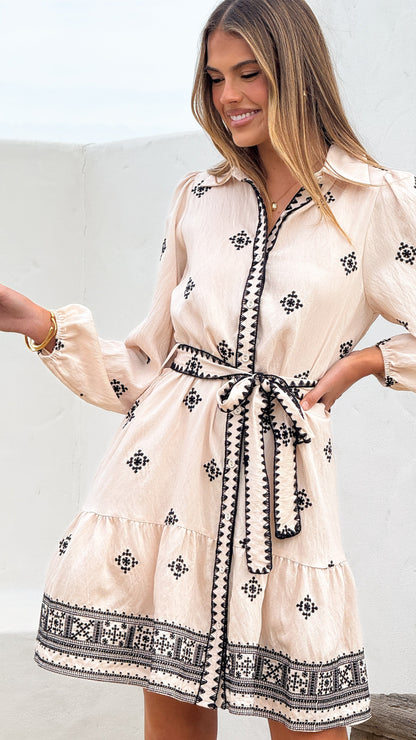 Delainey Mini Dress - Beige/Black