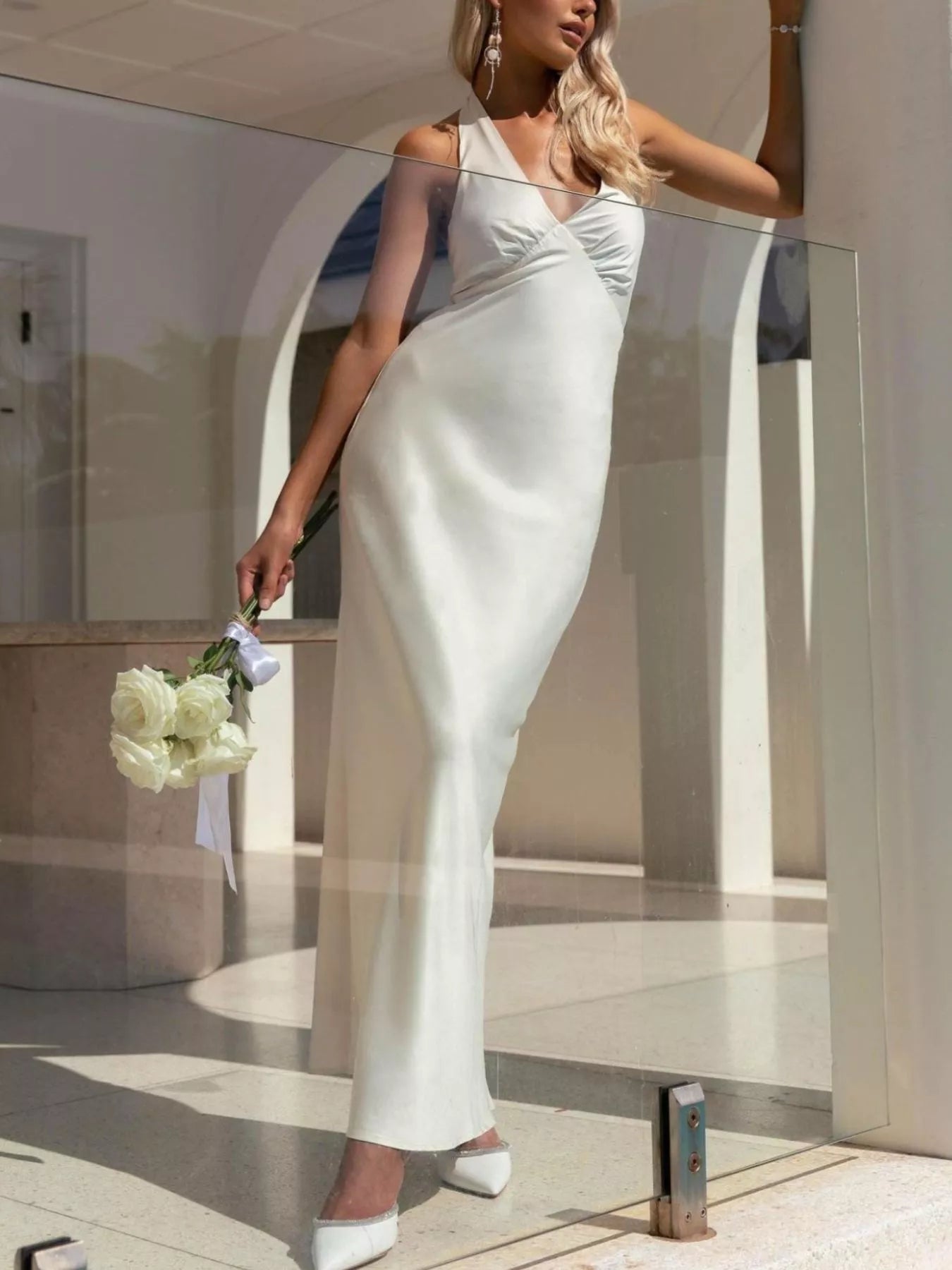 Halter Neck Sleeveless Maxi Dress