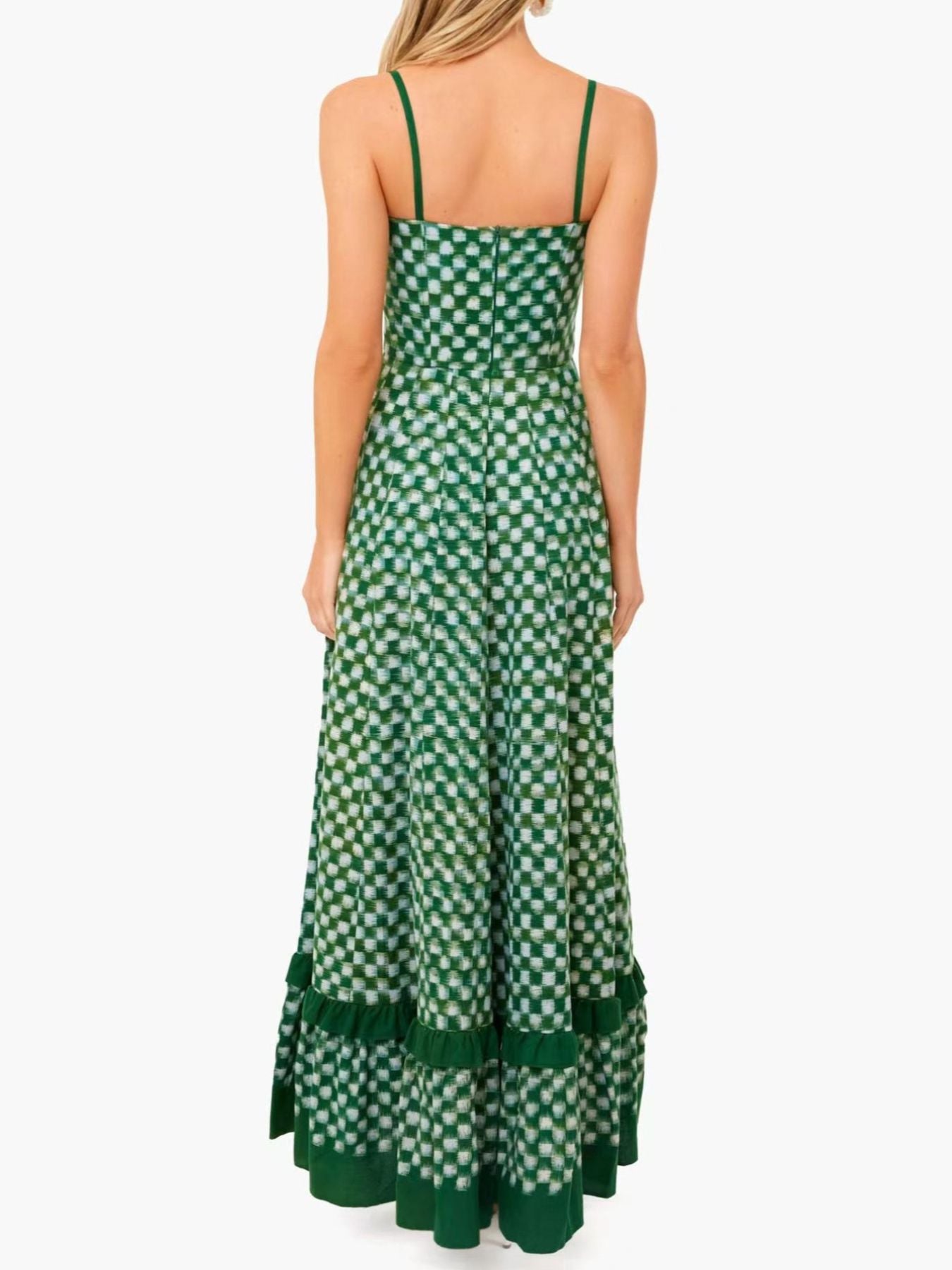 Checkered Spaghetti Strap Maxi Dress
