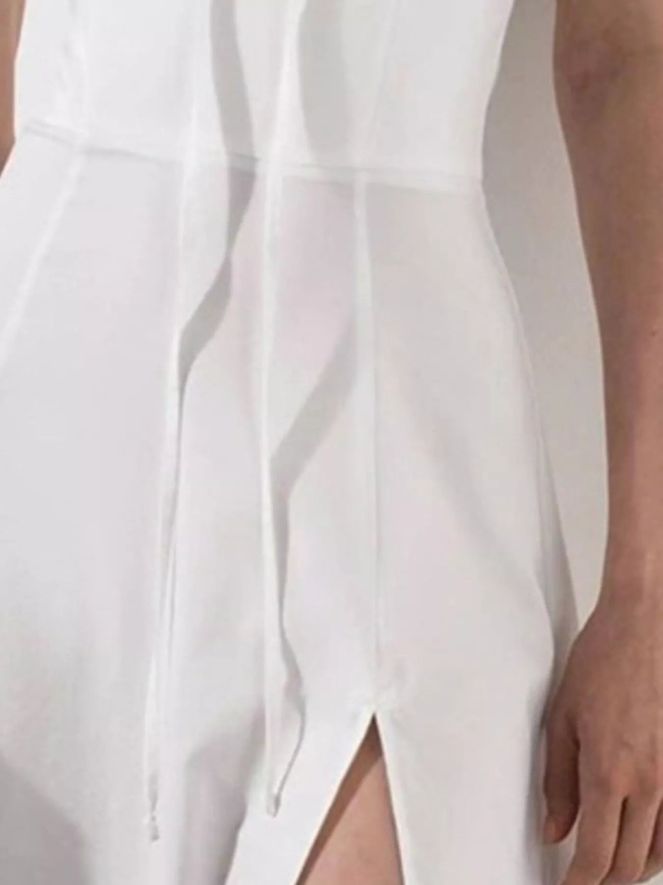 Puff Sleeve Tie Front Slit Midi Dress