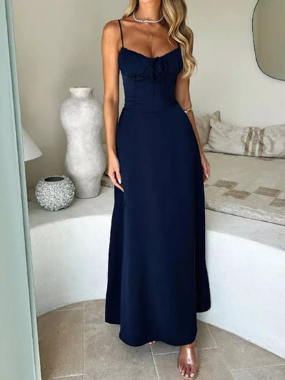 Tie Front Spaghetti Strap Maxi Dress