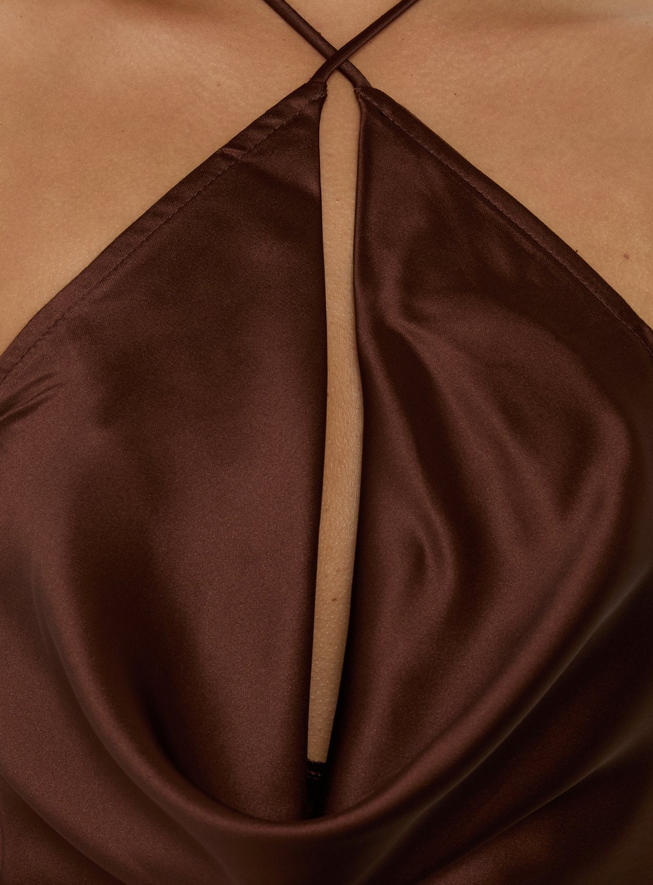 Yazmeina Halter Keyhole Maxi Dress Brown
