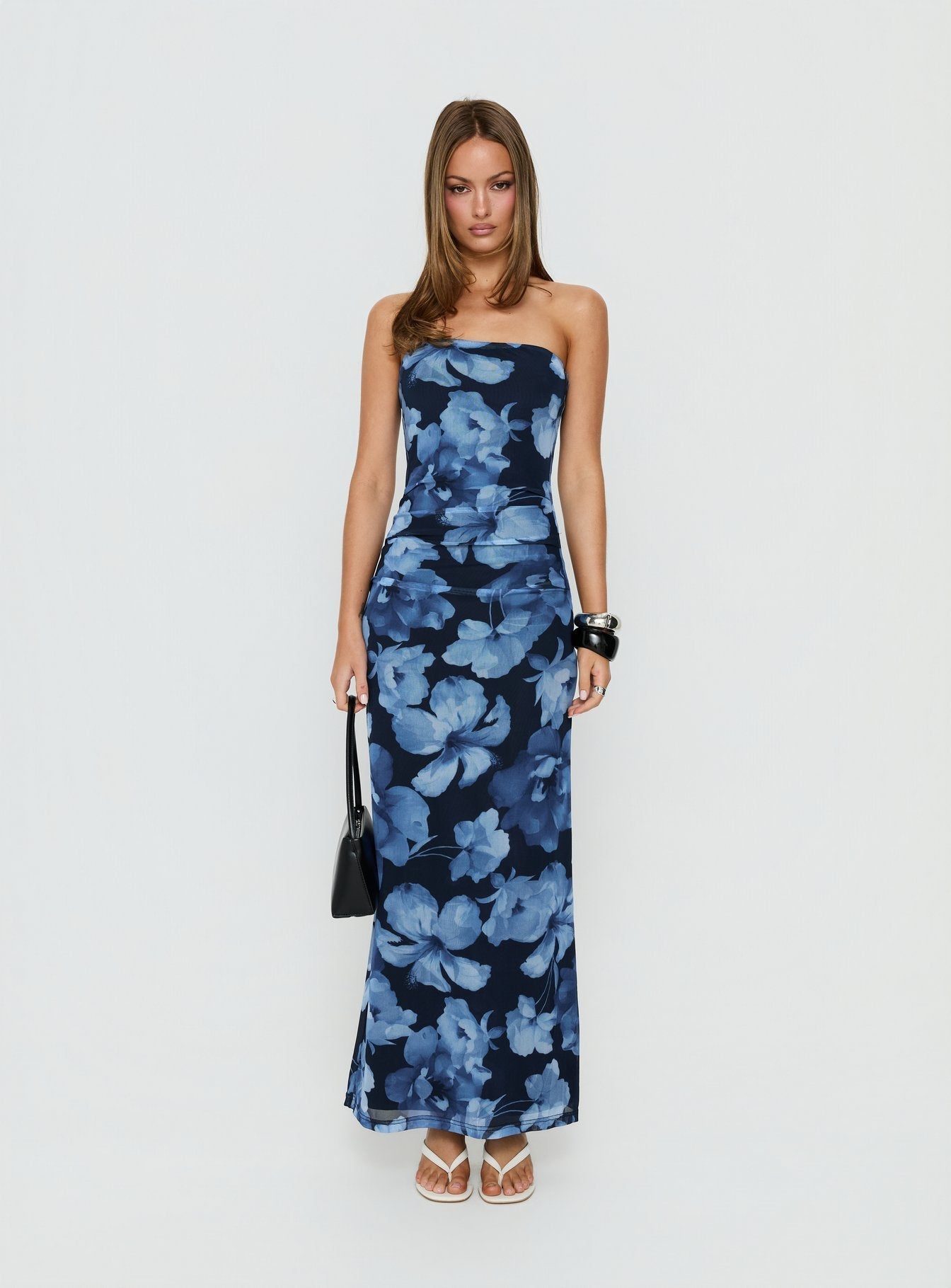 Lanora Strapless Maxi Dress Blue Floral