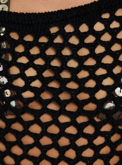 Mikaro Crochet Mini Dress Black